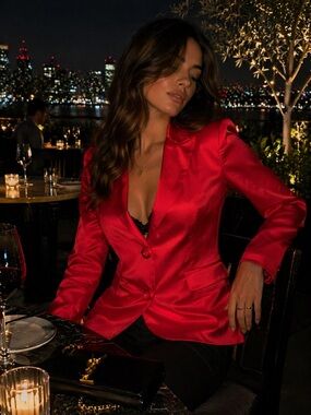 Sandro Ferrone 2 Button Red Blazer